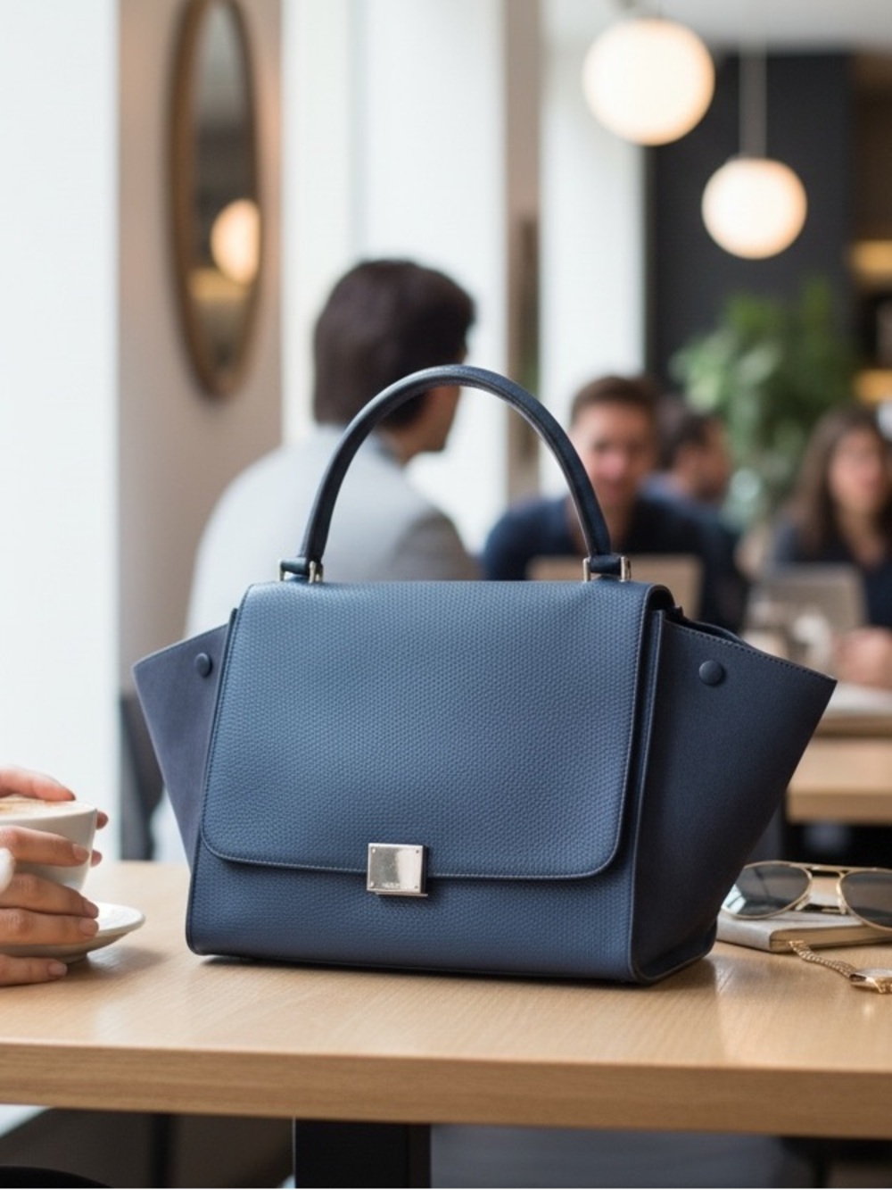 Celine Navy Structured Top-Handle Satchel